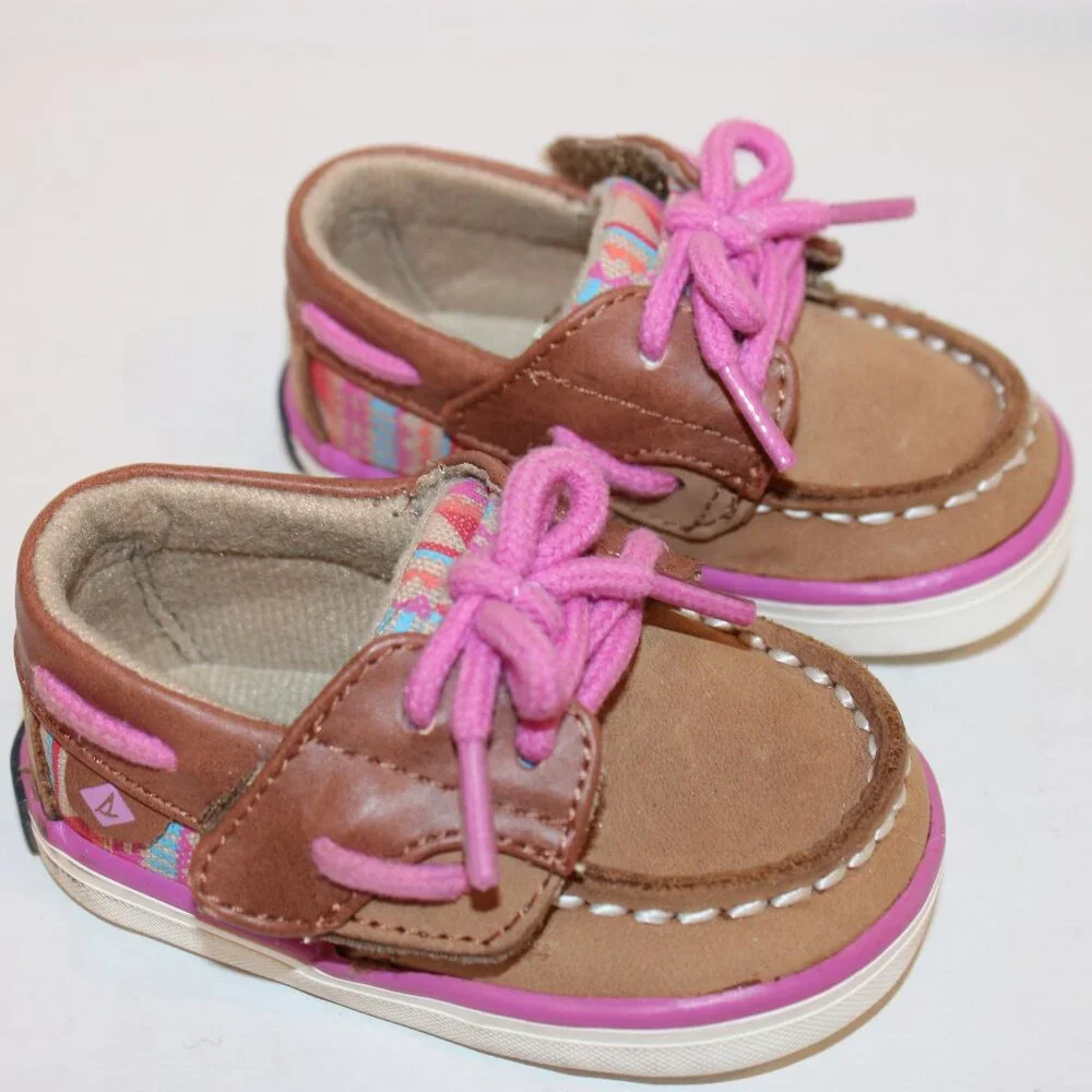 Sperry, Top Sider Boat Shoes, Pink and Tan Size 1, in Original Box